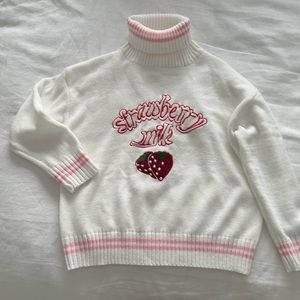 Strawberry Milk White Turtleneck